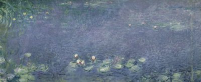 Waterlelies: Ochtend, 1914-18 (midden links gedeelte) door Claude Monet